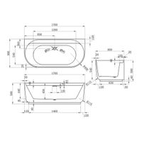 Ванна акриловая Vincea VBT-621B, 1700*800*580, цвет белый, слив-перелив в комплекте, белый — фото 3, Акриловые ванны
