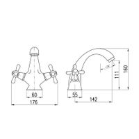 Смеситель Morava retro для раковины с донным клапаном пласт, арт-MK328.5CMATSM — фото 2, Смесители для раковины