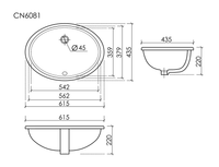 Раковина встраиваемая снизу CERAMICANOVA Era овальная 615x435x220 мм, цвет белый арт. арт-CN6081 — фото 8, Раковины встраиваемые снизу