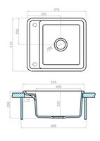 Мойка для кухни Беллис 57 570x510x250 мм, прямоуг., серый шелк 1A724932BS250 — фото 11, Кухонные мойки