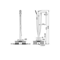 Смеситель для ванны напольный VTF-102CH однорычажный, хром — фото 4, Смесители напольные