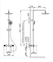 Душевая стойка Desire VSFS-1D1TBN термостатическая с изливом, 25см верх душ, брашированный никель — фото 4, Душевые стойки