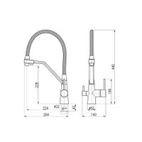 SE918.5/10 SEINA - смеситель кухонный на две воды, поворотный ГИБКИЙ (черный) излив — фото 2, Смесители для кухни
