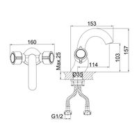 Смеситель для раковины D&K Hessen DA1412141, хром — фото 1, Смесители для раковины