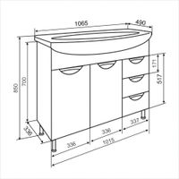 Тумба напольная ELEGANSE 105 /золото/ AQUA DE MARCO 2105CGELE — фото 6, Тумбы под раковину