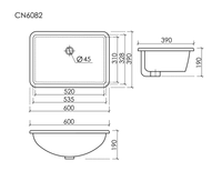 Товар: Раковина встраиваемая снизу CERAMICANOVA Era прямоугольной формы с отверстием слива- перелива 600x390x190 мм цвет белый арт. CN6082 - фото 6 Раковина встраиваемая снизу CERAMICANOVA Era прямоугольной формы с отверстием слива- перелива 600x390x190 мм цвет белый арт. CN6082 — фото 6, Раковины встраиваемые снизу