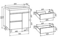 Тумба напольная с умывальником SYDNEY 80 /1дв+2ящ/ AQUA DE MARCO 5080WCSYD — фото 10, Тумбы с раковиной