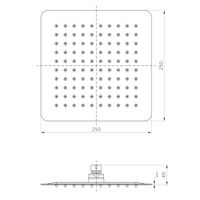 Лейка душевая верхняя, квадратная, 250х250мм, нерж. сталь, LM, арт-LM9487S — фото 2, Верхние души