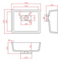 Раковина Loreto Uno прямоугольная, белый матовый, MonteBianco арт-12133 — фото 5, Раковины накладные