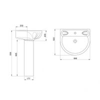 Умывальник "Лотос"58х50см. с отв., 1 сорт SANTERI 131106S0010B0 — фото 6, Раковины напольные