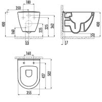 CREAVIT Унитаз подвесной безободковый с биде арт-TP329-00CB00E-0000 — фото 3, Подвесные унитазы