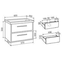 Тумба подвесная с умывальником MELBOURNE 60 /дуб/серый/ AQUA DE MARCO 5060GCMEL/H/V.2.0 — фото 13, Тумбы с раковиной
