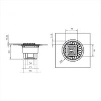 Трап BERGES водосток ZENTRUM Antik 100х100, матовый хром, выпуск D50/75/110 H74 вертикальный арт-090464 — фото 7, Трапы для душа