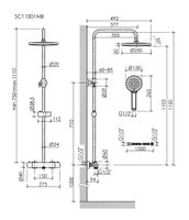 Душевая стойка Sancos Teo c термостатом, с регулировкой по высоте, цвет черный матовый, арт. SC11001MB — фото 12, Душевые стойки
