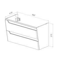 Тумба Lemark MIANO, 100 см под 1 раковину, подвесная, 2 ящика, цвет корпуса, фасада: Белый глянец арт-LM06M100T — фото 9, Тумбы под раковину