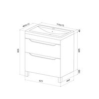 Тумба с умывальником, напольная, 70 см, белый, Ray, IDDIS, арт-RAY70WFi95K — фото 3, Тумбы с раковиной