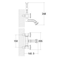 Jasmine Смеситель для ванны, пов.излив 152мм держ.на теле лейка, р/ДВ, черная бронза, LM, арт-LM6614ORB — фото 2, Смеситель для ванны