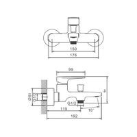 Смеситель для ванны BELZ , хром арт-B61713 — фото 2, Смеситель для ванны