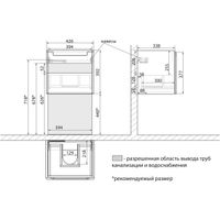 Тумба Lemark BUNO MINI 45 см под 1 раковину, подвесная, 1 ящик, цвет планки: Серый, цвет корпуса, фа арт-LM05BM45T — фото 8, Тумбы под раковину