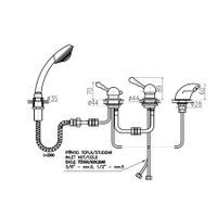 Смеситель Labe для ванной, на 4-е отверстия, переключатель керамический, бронзовый, арт-L470.5PSM — фото 2, Смеситель для ванны