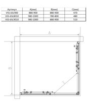 Душевой уголок Slim 8mm VSS-6SL8010CLB, 1000*800, черный, стекло прозрачное — фото 3, Прямоугольные душевые уголки