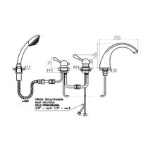 Смеситель Labe для ванной, на 4-е отверстия, переключатель керамический, бронзовый, арт-L469.5PSM — фото 2, Смеситель для ванны