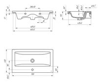 Умывальник мебельный COMO 70см / CERSANIT арт-S-UM-COM70/1-w — фото 4, Раковины встраиваемые сверху