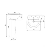 Умывальник "Соната" 54 см. с отв., с переливом (хром. кольцо) 1 сорт SANTERI 131112S0011B0 — фото 6, Раковины напольные