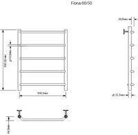 Полотенцесушитель водяной Aquanet Fiona 600x500, хром арт-00266736 — фото 3, Водяные полотенцесушители