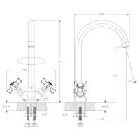 Z02 Смеситель для кухни, выс.пов.излив 222мм, р/ДВ, хром, ROS, арт-Z02-71 — фото 2, Смесители для кухни