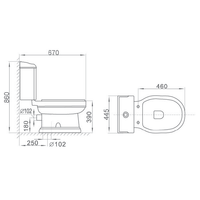 OLD ITALY Унитаз моноблок, выпуск в стену, белая керамика арт-VR.OLD-2594.BI — фото 2, Напольные унитазы