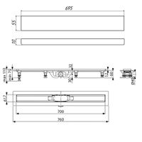 К-т водоотводящий желоб SP10-700 из пластика, с порогами из нерж. стали + Декор. вставка PG10-700 арт-SP10700-PG10700 — фото 7, Душевые лотки