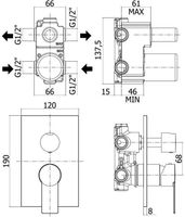 Смеситель для душа Paffoni Tango (с внутренней частью) арт-TA018CR — фото 2, Встраиваемые смесители для душа
