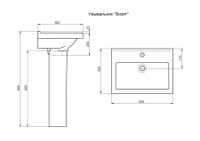 Умывальник "Визит-55" (55х40см) с переливом, белый SANTERI 131153S0011B0 — фото 7, Раковины напольные