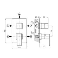 Смеситель Loira для душа скрытого монтажа, LR587.3 — фото 2, Смеситель для душа