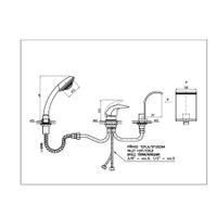 D467.5YZ DUNAJ смеситель каскадный на 3 отверстия, ЦВЕТ ЗОЛОТО — фото 2, Смеситель для ванны