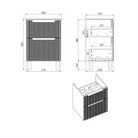 Тумба EUPHORIA, 60 см, подвесная/напольная, 2 ящика, бежевый матовый арт-99.2018 — фото 4, Тумбы под раковину