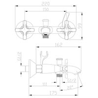 Duetto Смеситель для ванны, монолитный излив 175мм держ.на теле лейка р/ДВ, хром, LM, арт-LM5712C — фото 2, Смеситель для ванны