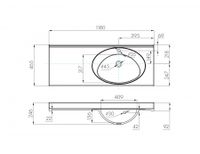 Раковина ОТЕЛЬ 3/1200, правая с навесами и диспенсором арт-1A70103NOT01R — фото 3, Раковины подвесные