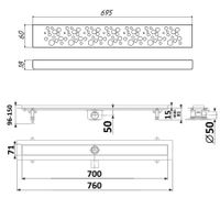 Товар: К-т водоотводящий желоб DP20-700 из нержавеющей стали + Декор. решетка DR20-700 арт-DP20700-DR20700 - фото 7 К-т водоотводящий желоб DP20-700 из нержавеющей стали + Декор. решетка DR20-700 арт-DP20700-DR20700 — фото 7, Душевые лотки