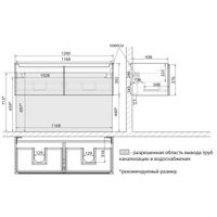 Тумба Lemark BUNO MINI 125 см под 2 раковины, подвесная, 2 ящика, цвет планки: Серый, цвет корпуса, арт-LM05BM125T — фото 8, Тумбы под раковину