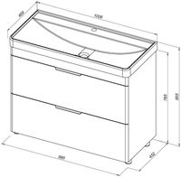 Товар: Тумба с раковиной Aquanet Ирис new 100 напольная 2 ящ. цв.белый глянец 00342096 - фото 3 Тумба с раковиной Aquanet Ирис new 100 напольная 2 ящ. цв.белый глянец 00342096 — фото 3, Тумбы с раковиной