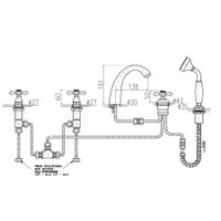 MORAVA смеситель каскадный на 5 отверстий, ЦВЕТ БРОНЗА арт-MK376.5PSM — фото 2, Смеситель для ванны