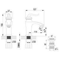 Brava Смеситель для раковины, монолит.излив 76мм дон.клап.Click/Clack, р/ОД, золото, LM, арт-LM4706G — фото 3, Смесители для раковины