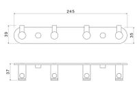 ЕВРОПА планка с 4 крючками, шлиф. золото арт-AQ4123BG — фото 6, Крючки для полотенец