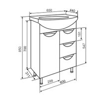 Тумба напольная с умывальником ELEGANSE 65 /хром/ AQUA DE MARCO 5065CELE — фото 8, Тумбы с раковиной