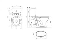 Унитаз-компакт "Pro" горизонтальный выпуск, с 1-режимной кнопочной арматурой и сиденьем полипропилен арт-1P2155S0000BF — фото 11, Напольные унитазы