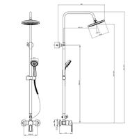 T40 Смеситель для душа, без излива с верх.лейкой 'Троп.дождь', р/ОД, хром, ROS, арт-T40-45 — фото 2, Душевые стойки