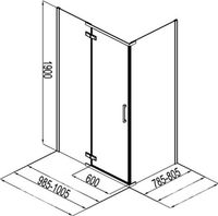 Душевой уголок Aquanet Logic RC1000 1000x800, прозрачное стекло арт-AE32-S-100x80U-CT — фото 4, Прямоугольные душевые уголки