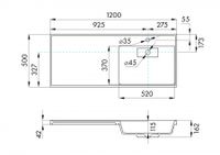 Раковина ЛОНДРИ 120, правая, графит арт-1A72243KLH21R — фото 13, Раковины встраиваемые сверху